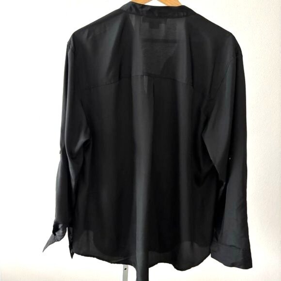 Michael Kors Blouse 2X Zip Pockets V Neck Quiet Luxury Dark Academia Soft Girl - Picture 2 of 12